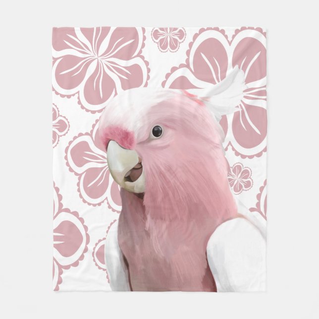 Pink Galah Cockatoo Fleecedecke (Vorderseite)
