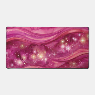 Pink-Galaxie-Wasserfarb-Marmor – Kosmischer Nebel Schreibtischunterlage