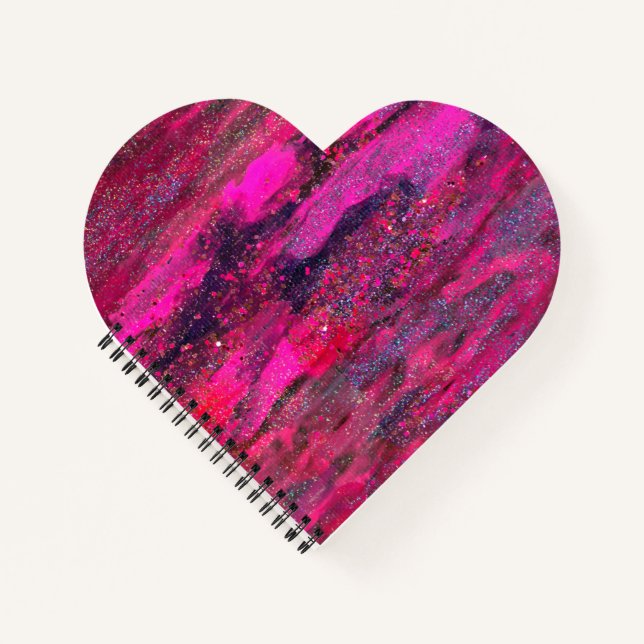 Pink Galaxy Heart Shape Notebook Notizbuch (Vorderseite)