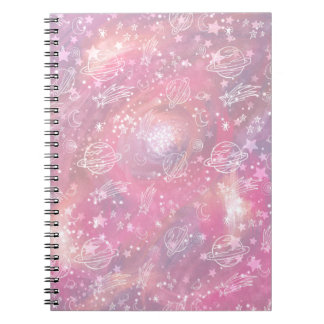 Pink Galaxy Planets Sky Notizblock