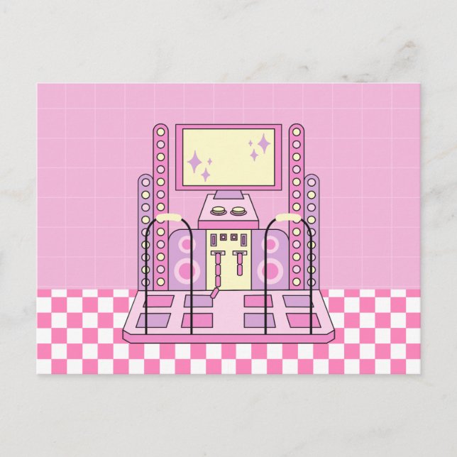 Pink Game Player Arcade Dance Machine Postkarte (Vorderseite)