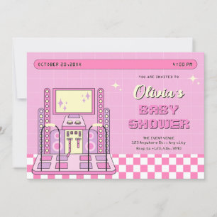 Pink Game Player Arcade Dance Maschine Babydusche Einladung