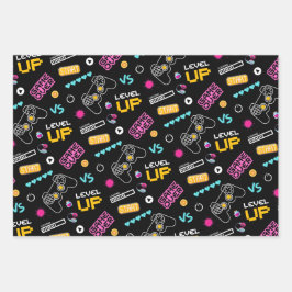 Pink Gamer Pixel Gift Wrapping Paper Set Geschenkpapier Set