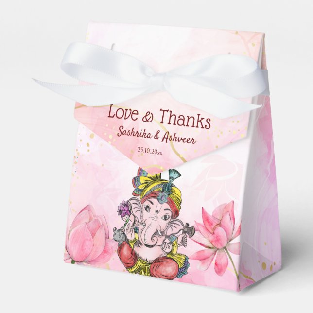 Pink Ganesha lotus Indian Vielen Dank Geschenkschachtel (Vorderseite)