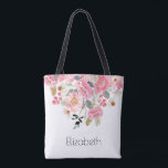 Pink Garden Blume Blumen Personalisiert Tasche<br><div class="desc">Schenken Sie diese schöne personalisierte Tasche mit wunderschönen Gartenblüten in Rosatönen und personalisiert in schicken Schriften. PAKETE IN unserem Geschäft.</div>