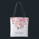 Pink Garden Blume Blumen Personalisiert Tasche<br><div class="desc">Schenken Sie diese schöne personalisierte Tasche mit wunderschönen Gartenblüten in Rosatönen und personalisiert in schicken Schriften. PAKETE IN unserem Geschäft.</div>