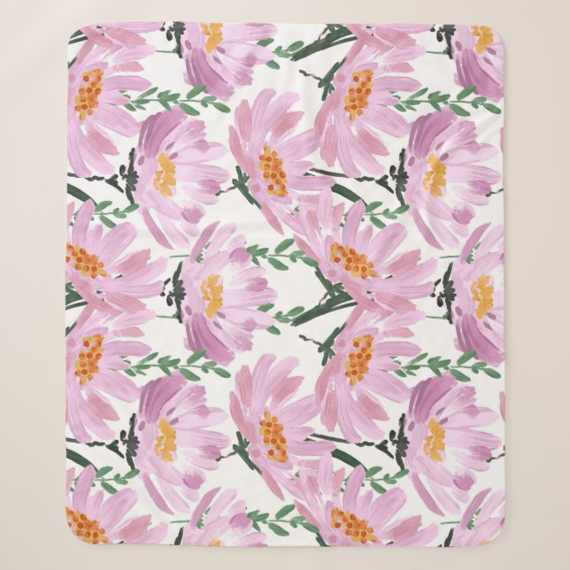 Pink Garden Blume: HandGezeichnet Nahtlos. Sherpadecke (Vorderseite)