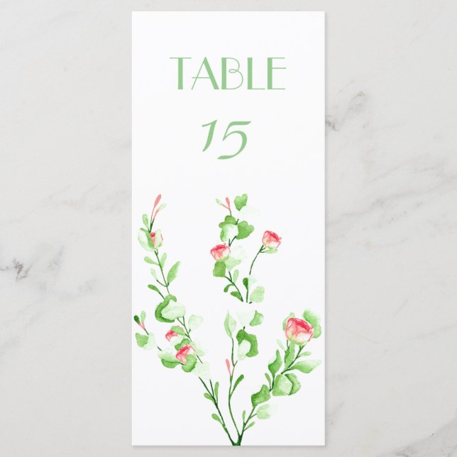 Pink Garden Bouquet Tischnummer Card (Vorderseite)