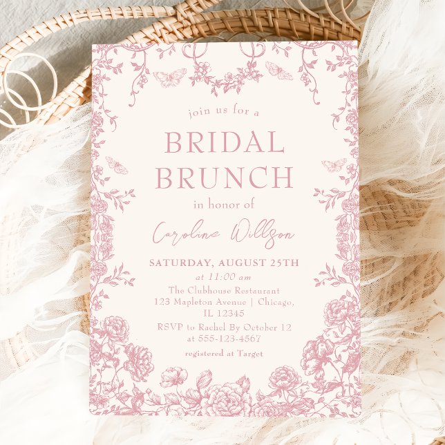 Pink Garden Chinoiserie Bridal Brunch Einladung (Von Creator hochgeladen)
