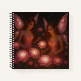 Pink Garden Fairies Hardcover Spiral Notebook Notizbuch