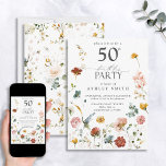 Pink Garden Floral Callligraphie 50. Geburtstag Einladung<br><div class="desc">Feiern Sie einen besonderen Meilenstein mit unserer wunderschönen rosa Garten Blumenkalligraphie 50. Geburtstagseinladung! Dieses einzigartige und prächtige Design ist perfekt für jede 50. Geburtstagsfeier - geben Sie Ihren Gästen eine besondere Einladung, die sie nicht vergessen werden. Die Vorderseite der Einladung hat lebendige Aquarellfarben-Blume, in einem natürlichen Bio Flachbild-Design. Die Rückseite...</div>