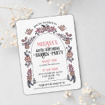Pink Garden Party 40. Geburtstag Einladung<br><div class="desc">Feiern Sie einen so wertvollen Meilenstein wie die vergangenen Jahre, indem Sie Freunde und Familie zum gemeinsamen Feiern frage! Diese 40. Party Einladung ist illustriert mit handgezogenen Vögeln und einem rosa Blume-Bogen. Personalisieren Sie diese niedliche Einladung, um den fröhlichen Anlass zu verkünden und Freunde und Familie zu Ihrer Feier einzuladen!...</div>
