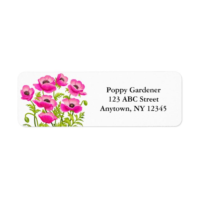 Pink Garden Poppe Blume Label (Vorne)