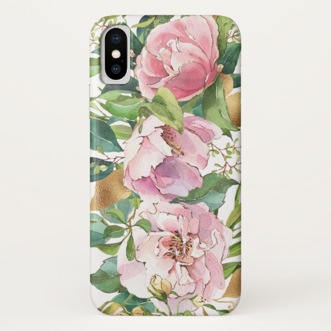 Pink Garden Rose Wasserfarbe iPhone / iPad Gehäuse Case-Mate iPhone Hülle (Rückseite)