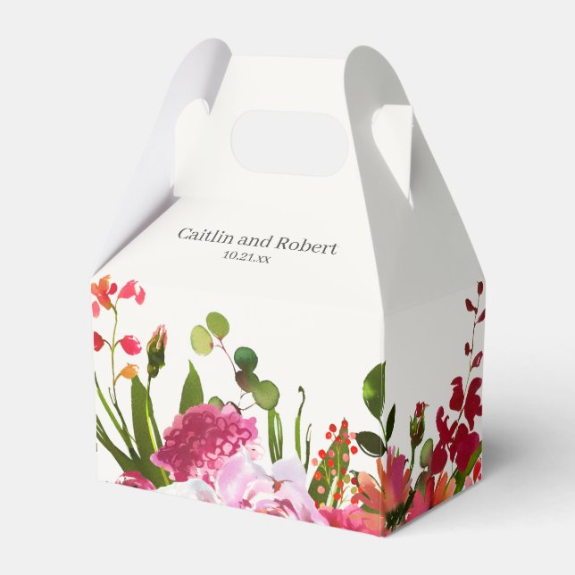 Pink Garden Wasserfarbe Blumenzwiese Geschenkschachtel (Vorderseite)
