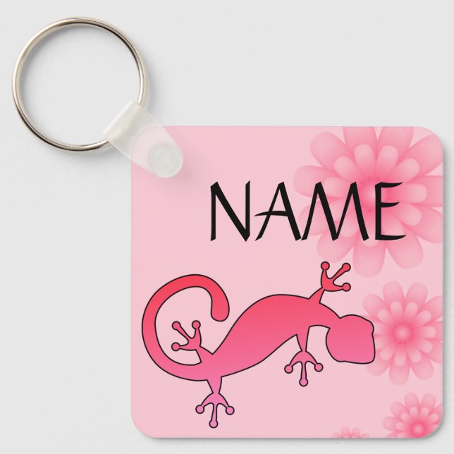 Pink Gecko Individuelle Name Schlüsselanhänger - N (Vorderseite)