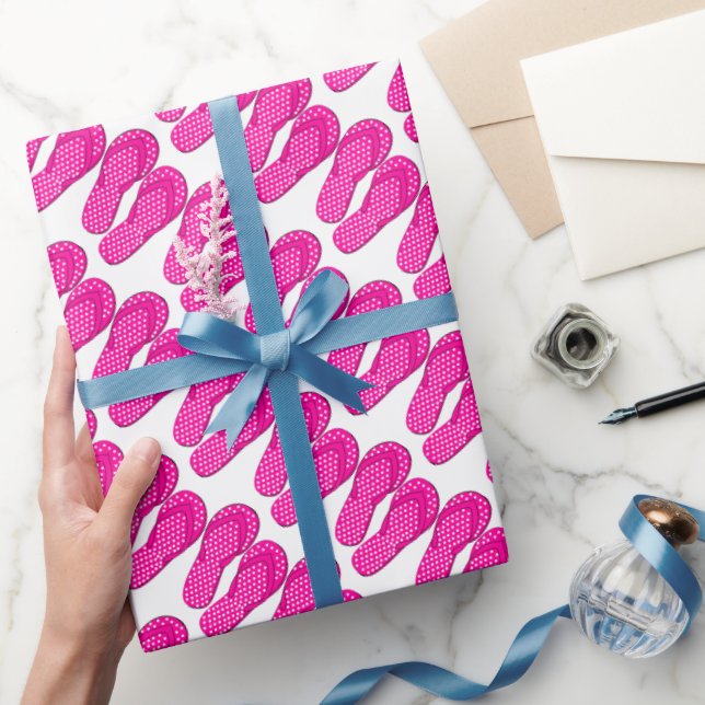 Pink gedreht Flop Strand Thema Packpapier (Schenken)