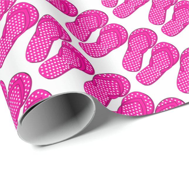 Pink gedreht Flop Strand Thema Packpapier (Rolleneckpunkt)