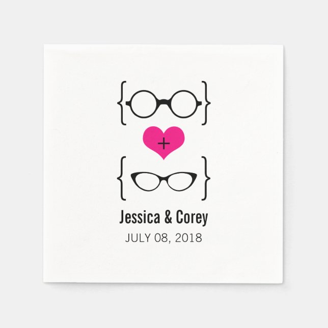 Pink Geeky Glasses Paper Napkins Serviette (Vorderseite)