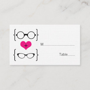 Pink Geeky Glasses Wedding Platzkarten