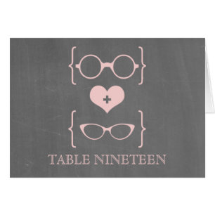 Pink Geeky Lunettes Tableau noir Numéro Carte