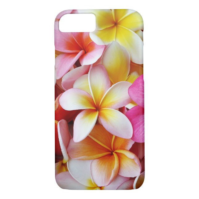 Pink-Gelb-Weiß-Mixed-Plumeria-Blume Case-Mate iPhone Hülle (Rückseite)