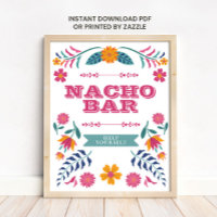 Pink Gelbe Mexikanische Fiesta Nacho-Bar-Schild