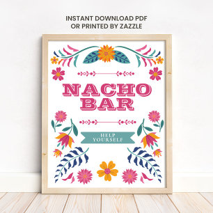 Pink Gelbe Mexikanische Fiesta Nacho-Bar-Schild Poster