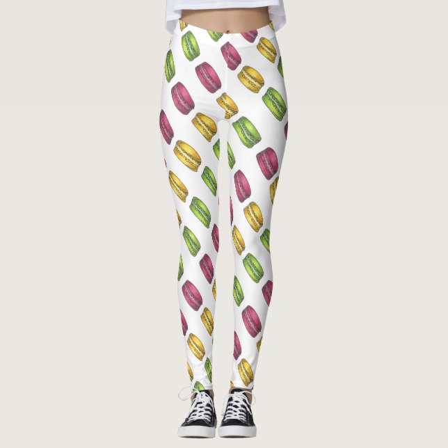 Pink-Gelbe Pastel Französischer Macaron Macarons C Leggings (Vorderseite)