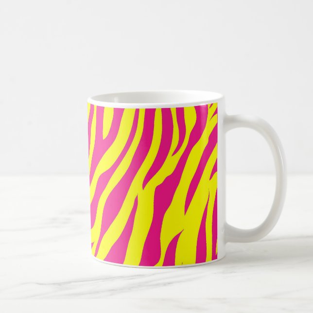 Pink-gelbe wildes Tier-Druckzebra-Streifen Kaffeetasse (Rechts)