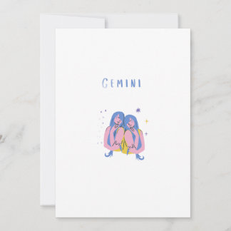 Pink Gemini, zodiac, star sign print Einladung