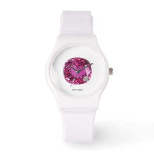 Pink Gemstone Muster Armbanduhr