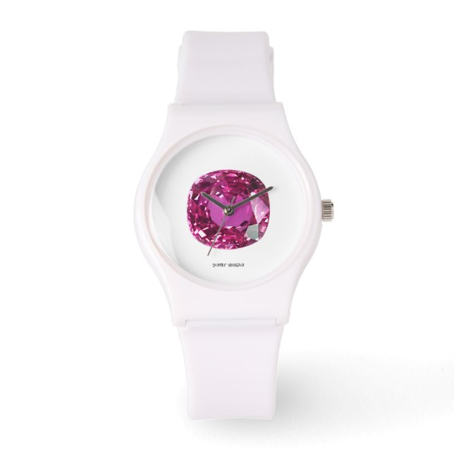 Pink Gemstone Muster Armbanduhr (Vorderseite)