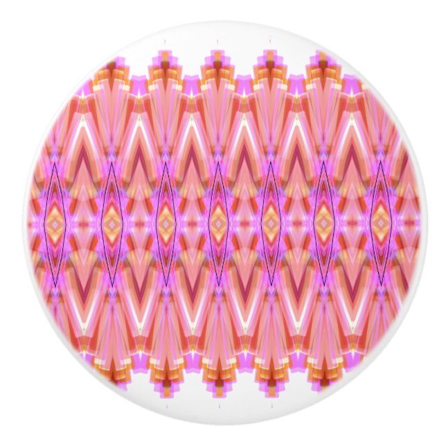 Pink Gemustert Draw Pull Keramikknauf (Vorderseite)