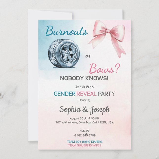 Pink gender Reveal Invitation card design  Einladung (Vorderseite)
