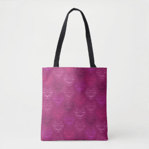 Pink Geometric Cat Pattern Tote Bag Tasche