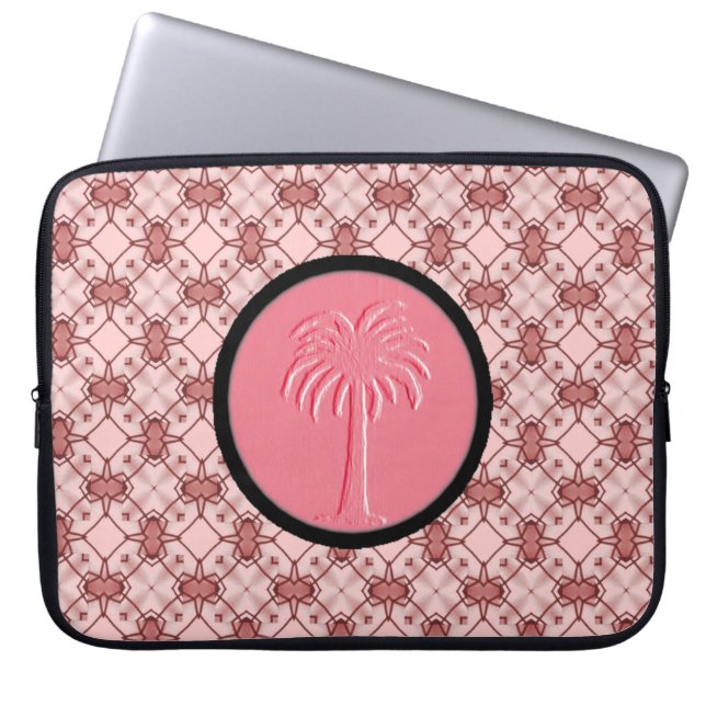 Pink Geometric Lattice Design-Carolina Palm Laptopschutzhülle (Vorderseite)