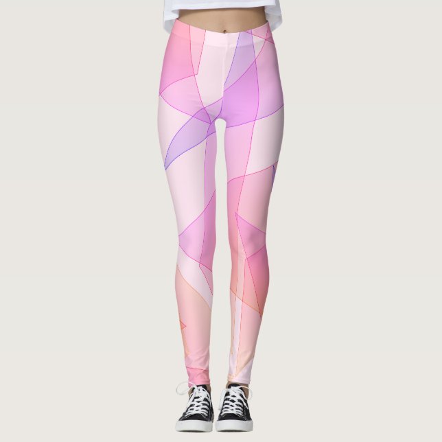 Pink Geometric Leggings (Vorderseite)