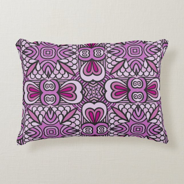 Pink Geometric, Nahtloses Muster, Kissen (Vorderseite)