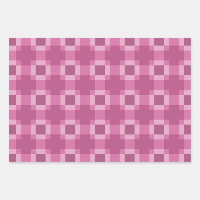 Pink Geometric Quilblock Pattern Geschenkpapier Set (Vorderseite)