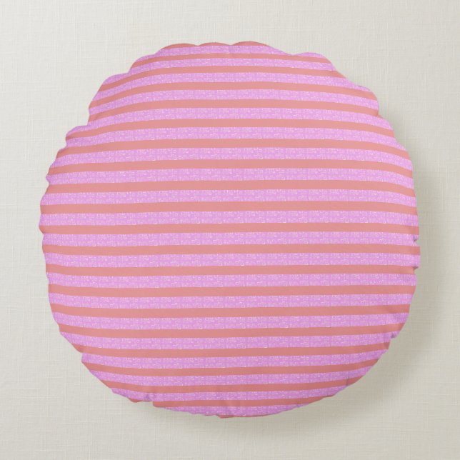 Pink Geometric Rundes Kissen (Vorderseite)