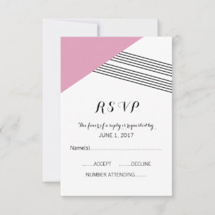 Pink Geometric Strip Response Card RSVP Karte