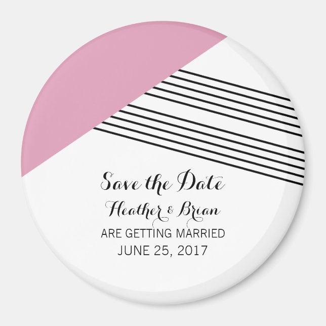 Pink Geometric Strip Speichern Sie das Datumsfenst Magnet (Vorne)