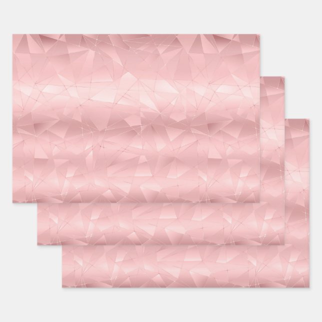 Pink Geometric Triangle Glam Bling Trendy Stilvoll Geschenkpapier Set (Set)