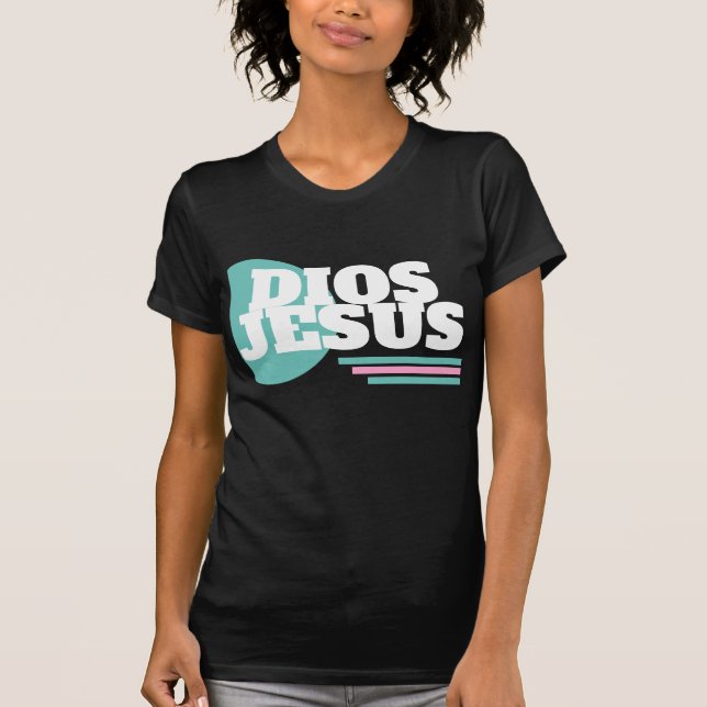 Pink Geometrie Faith Dios Christlich Slang T-Shirt (Vorderseite)