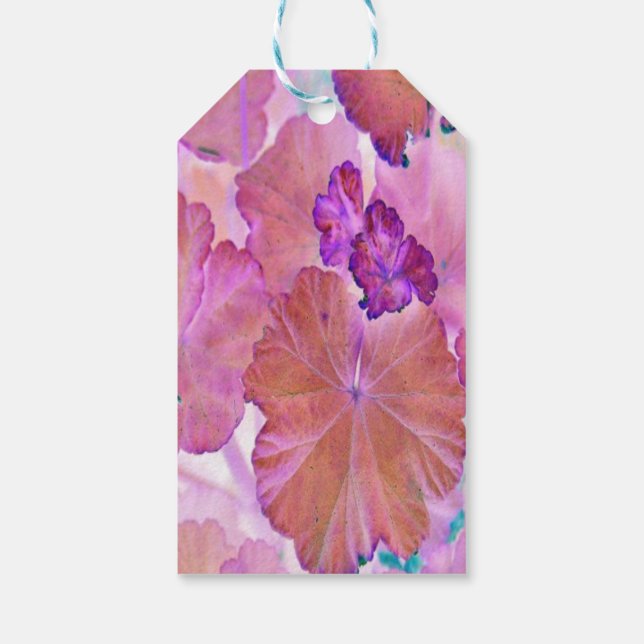 Pink Geranium Blätter Geschenktasten Geschenkanhänger (Rückseite)