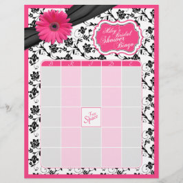 Pink Gerber Daisy Black Floral Brautparty Bingo