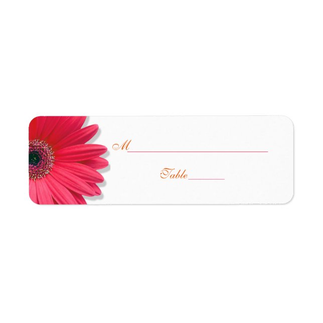 Pink Gerber Daisy Orange Wedding Platzkarte Labels (Vorne)