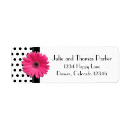 Pink Gerber Daisy Polka Dot Wedding Rücksendeadres