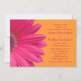 Pink Gerber Daisy und Orange Wedding Einladung